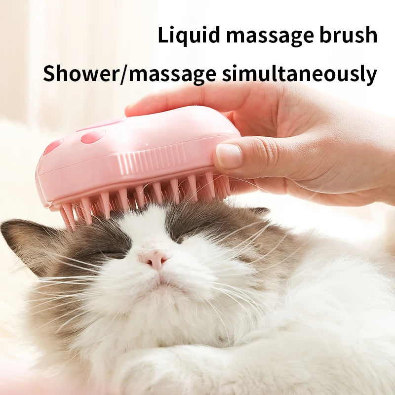 Cat Steamy Brush Dog Massage Comb Built-in Electric Water Spray Soft Silicone Pet Hair Removal Grooming Brush Cat Accessories