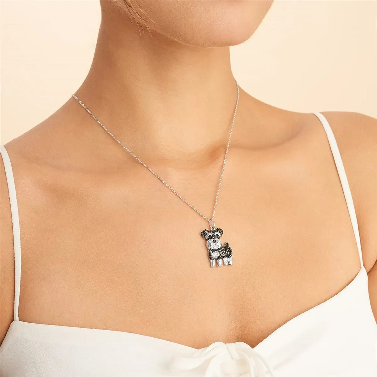 Exquisite and Cute Schnauzer Dog Pendant Necklace for Women Elegant Pet Puppy Jewelry Animal Accessories Dog Lovers Gift