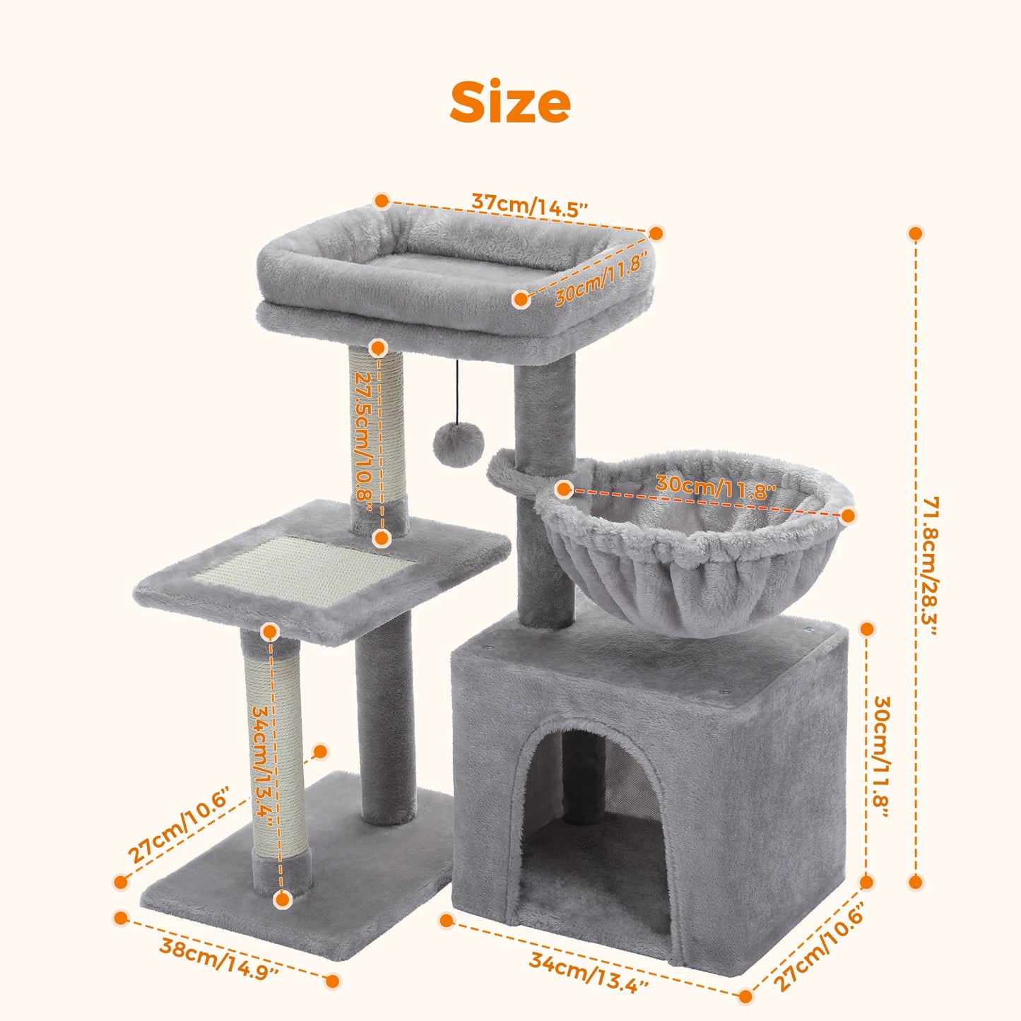 Cat Tower for Indoor Cats 2 Styles Cat Activity Tree with Cat Scratching Posts Big Hammock