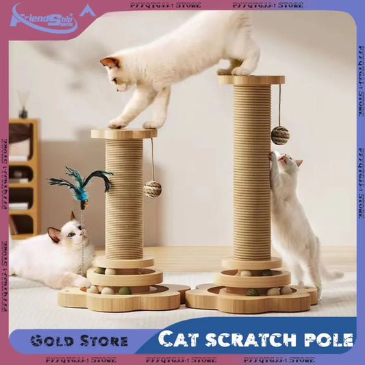 Cat Scratch Pole Sisal Cats Scratcher Turntable Cat Scratch Board Toy High-density Cats Grab Column Pet Supplies Climbing Frame