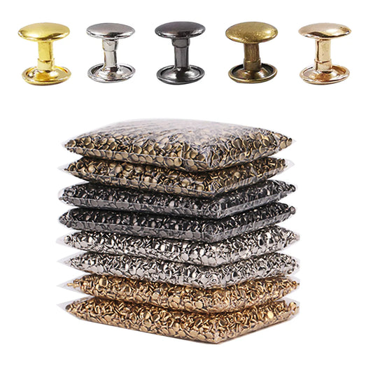 100sets 6mm 8mm Metal Double Cap Rivets Studs Round Rivet for Leather Craft Bag Belt Garments Hat Shoes Pet Collar Decor