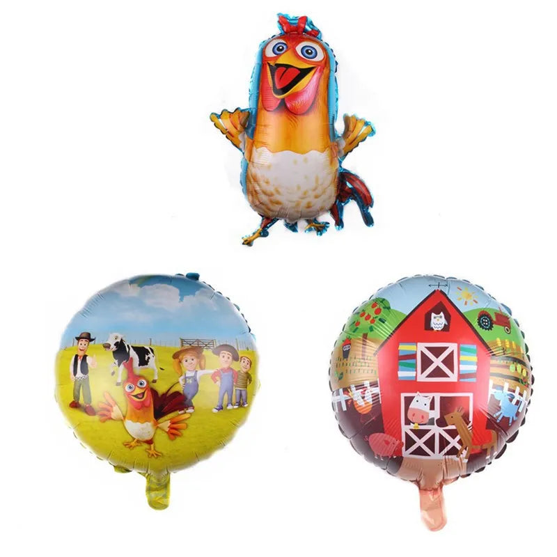 Chicken Dairy Farm Chick Tractor Ballons Happy Birthday Kids Party Animal Pet Dream Rangeland La Granja Zenon Party decoration