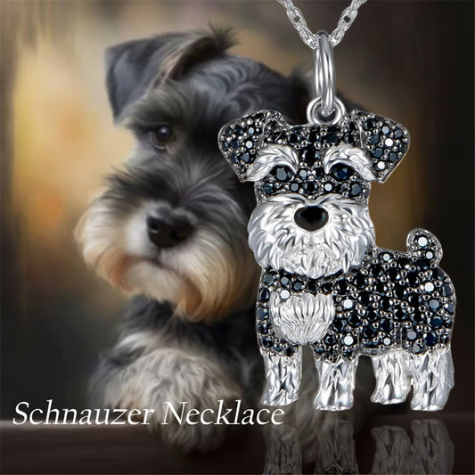 Exquisite and Cute Schnauzer Dog Pendant Necklace for Women Elegant Pet Puppy Jewelry Animal Accessories Dog Lovers Gift