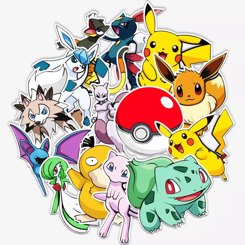 50pcs Pokemon Anime Stickers Pet Elf Sticker Pack Waterproof Phone Case Cute Laptop Skin Kawaii Packaging Stationery