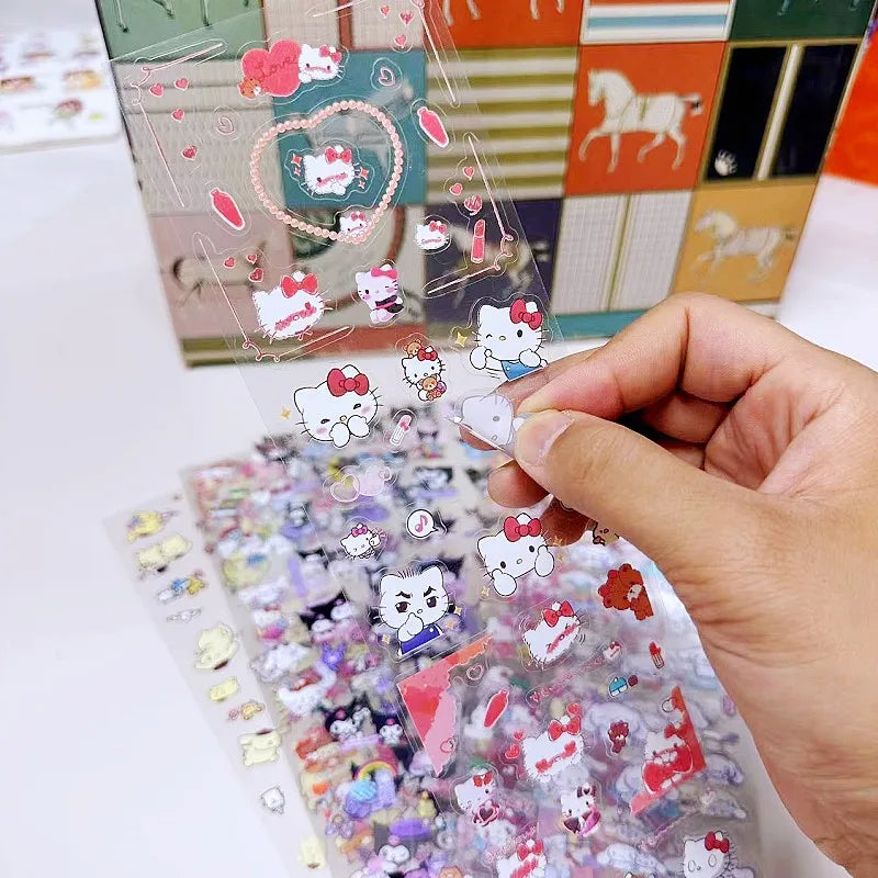 20 sheets/Set PET Sticker Cartoon Sanrio Family Series Stickers Kuromi HelloKitty Sticker No Repetition DIY Toy Stickers