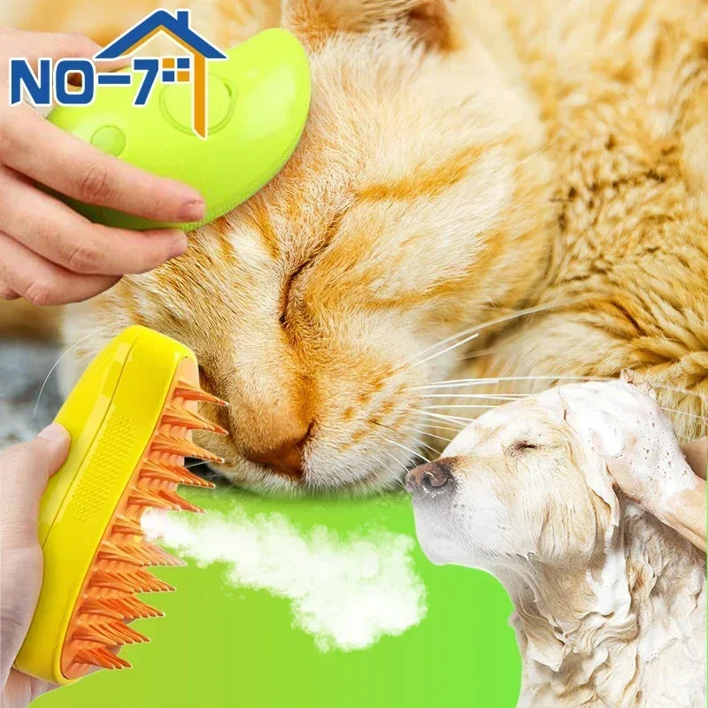 Cat Steamy Brush Dog Massage Comb Built-in Electric Water Spray Soft Silicone Pet Hair Removal Grooming Brush Cat Accessories