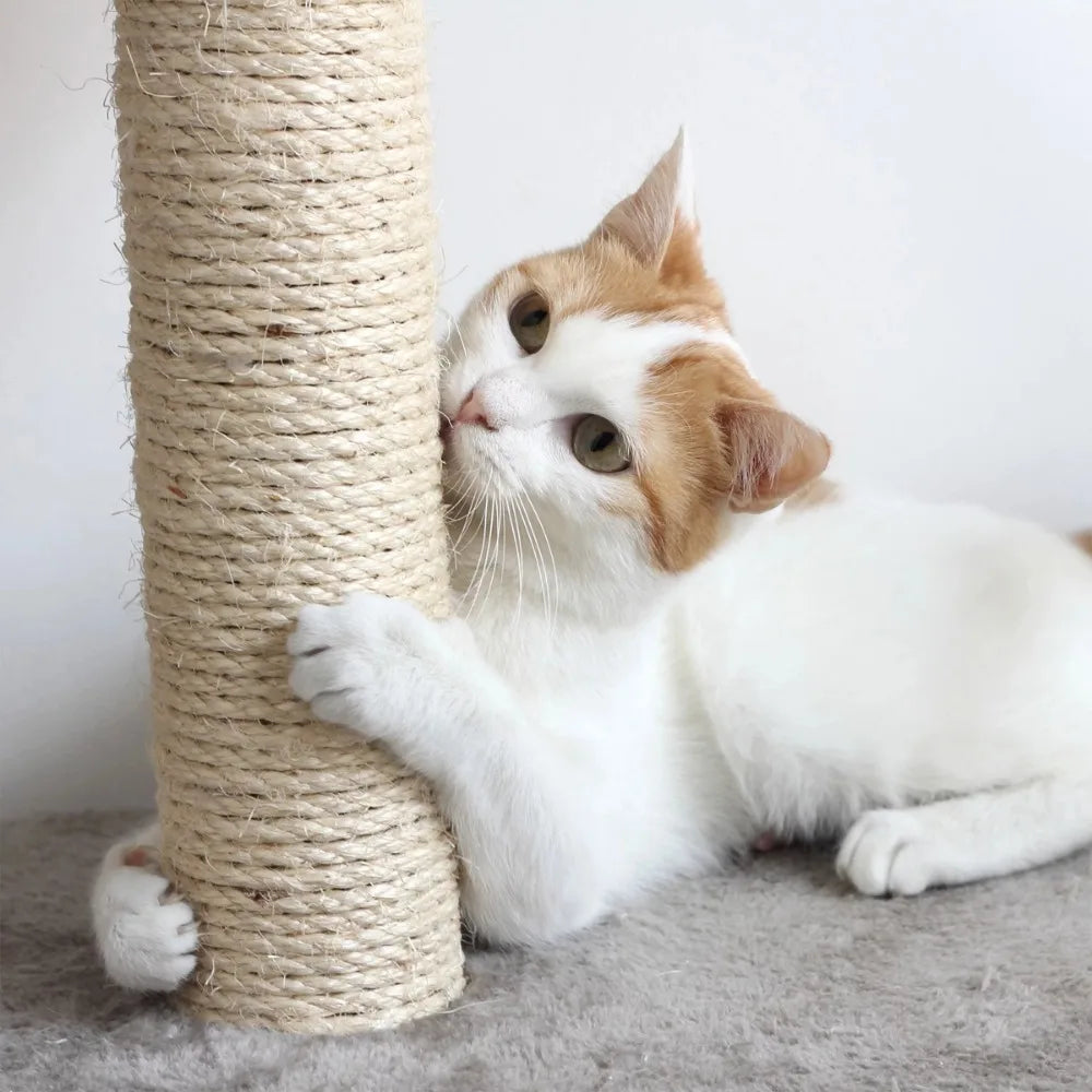 3 Tier Cat Tower with 2 Napping Perches Cat Condo 2 Sisal Rope Scratching Posts and Hanging Toy Cat Tree for Indoor Cats