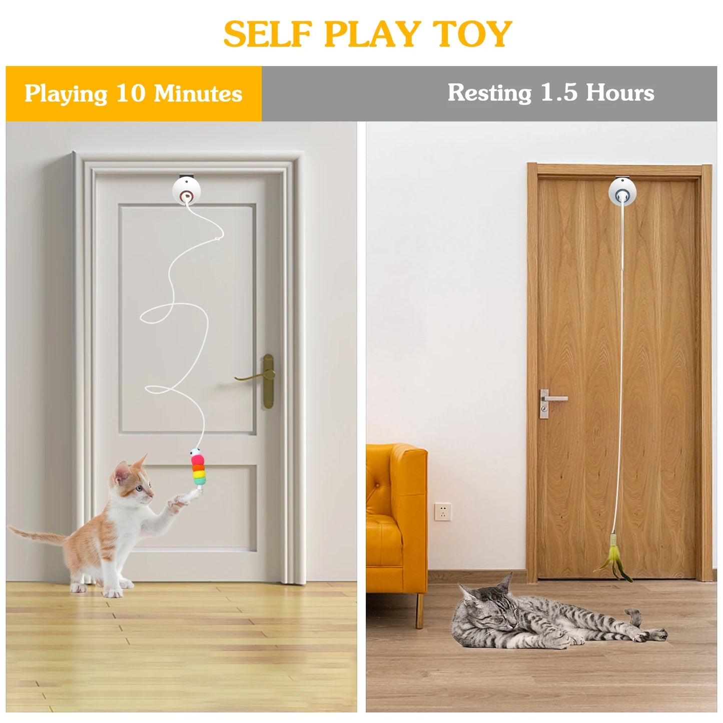 Interactive Cat Feather Toys, Hanging Electric Cat Toys for Indoor Cats,  Cat Teaser Toy, Kitten Toys, Automatic Cat Toy