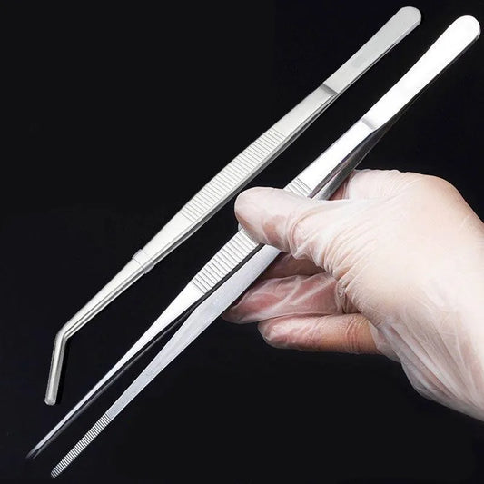 Stainless Multifuctional Steel Elbow Tweezers Aquarium Clip Long Tongs Medical Tweezers Forceps Pet Feeding Tools Non-slip