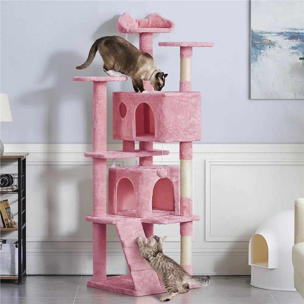 54.5" Double Condo Cat Tree with Scratching Post