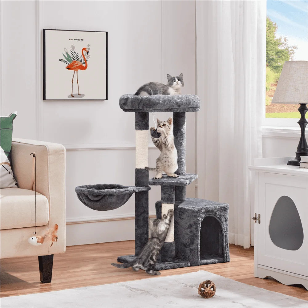 34.5" H Cat Tree Tower with Condo and Perches