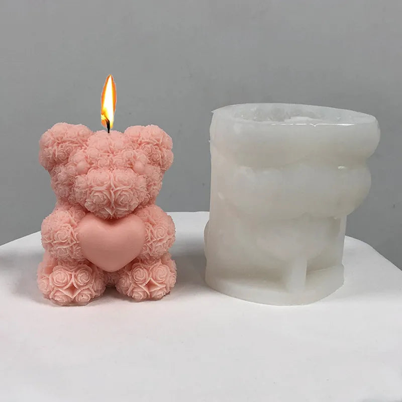 3D Bear Hug Love Silicone Candle Mold Diy Cute Bear Pet Candle Making Supplies Handmade Soap Plaster Resin Mold Home Decor Gift