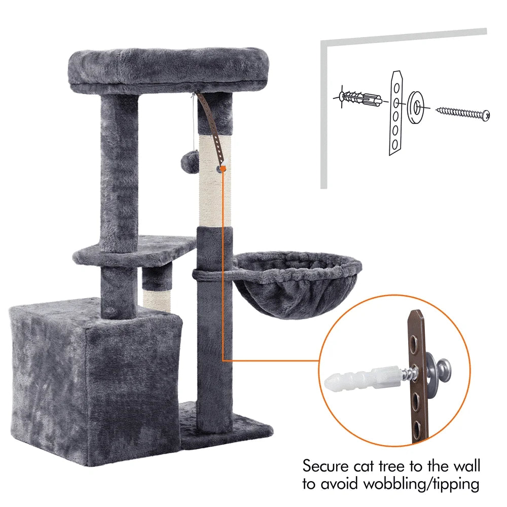 34.5" H Cat Tree Tower with Condo and Perches