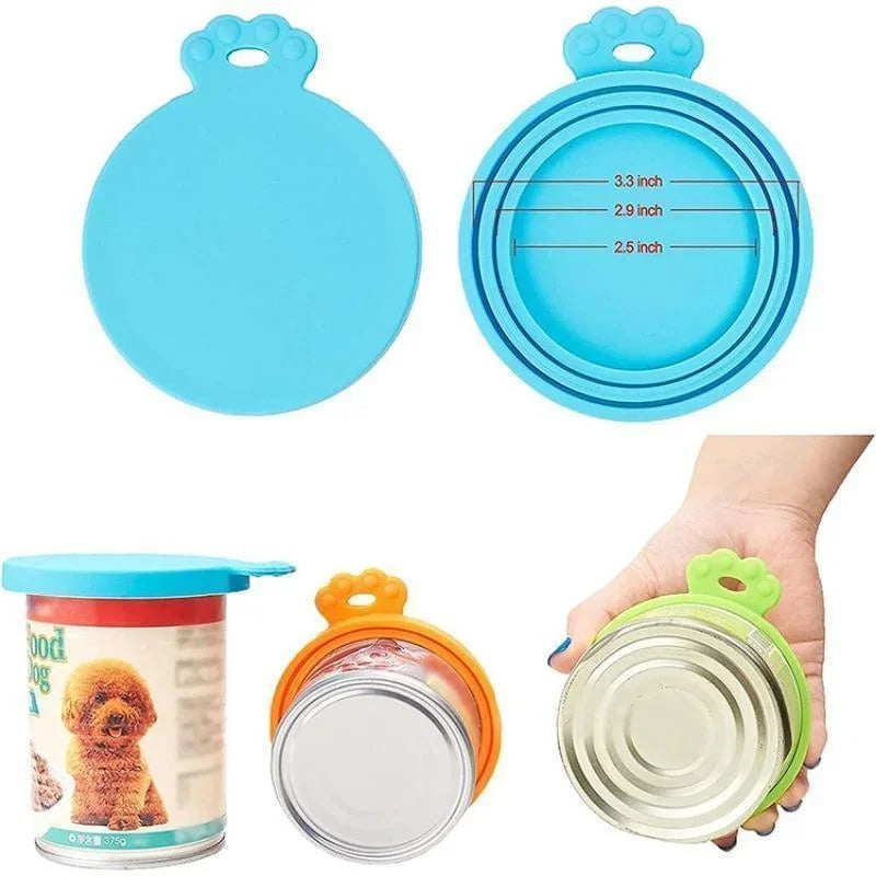 Reusable 3 In 1 Pet Food Can Silicone Cover Dogs Cats Storage Tin Cap Lid Seal Cover Pet Supplies Suitable For 8.5cm/7.5cm/6.5cm