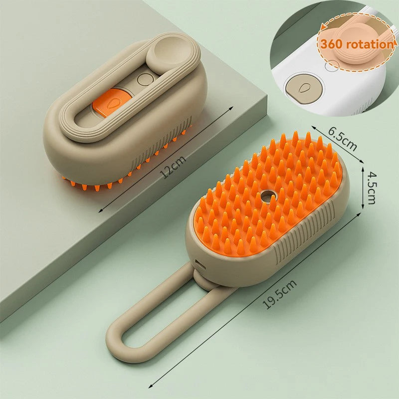 Steamy Dog Brush Electric Spray Cat Hair Brush 3 in1 Dog Steamer Brush for Massage Pet Grooming Removing Tangled and Loose Hair