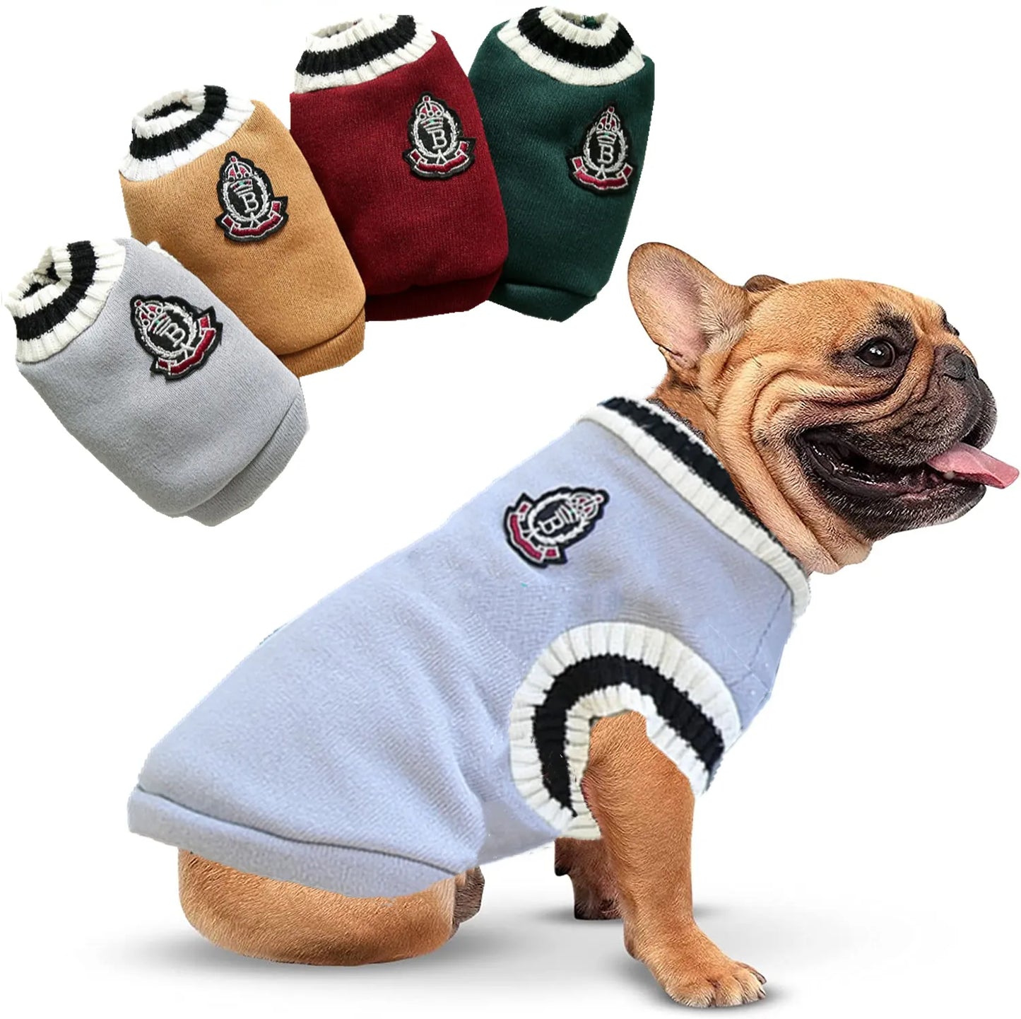 Dog & Cat Sweater College Style V-neck