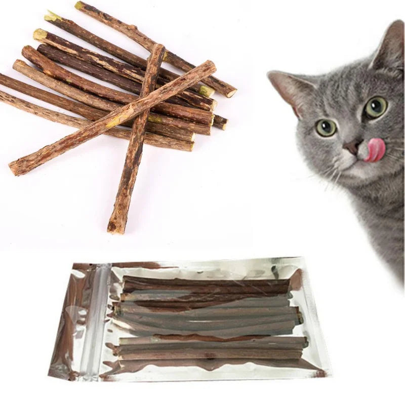 10/15/20 pcs/lot Catnip Stick Pet Cat Molar Toys Natural Wood Polygonum Sticks Cleaning Teeth Relieve Boredom Snacks Chews Toys