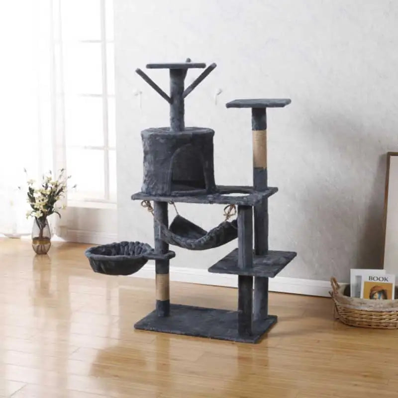 3-6 Layers Large Cat Scratching Tree with Nest Beds & Sisal Rope Cat