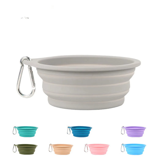 350/600ml Large Collapsible Dog Pet Folding Silicone Bowl Outdoor Travel Portable Puppy Food Container Feeder Dish Bowl