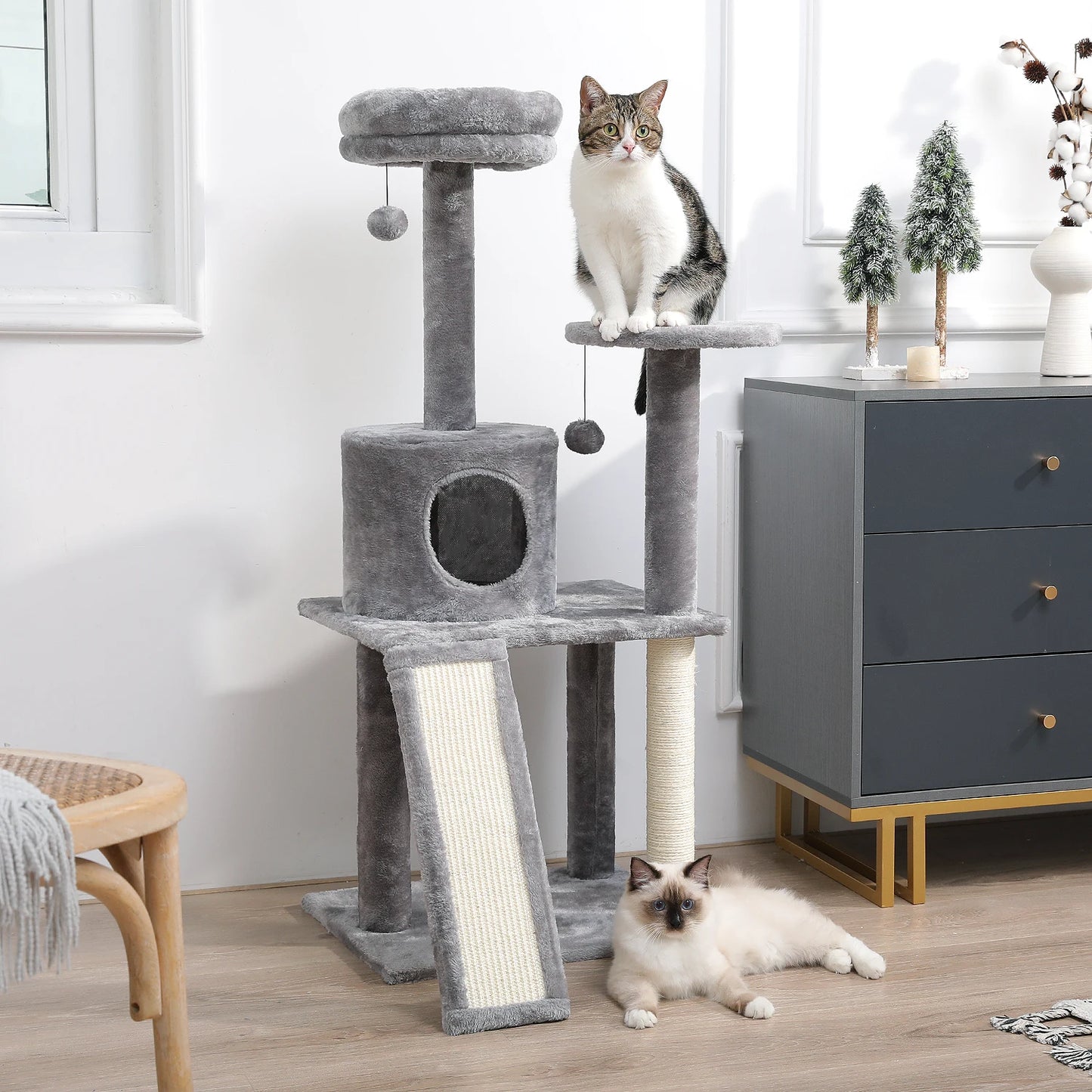 Free Shipping Cat Tree Large Cat Tower with Scratching Posts Multilayer Cat Tower with Hammocks Condo