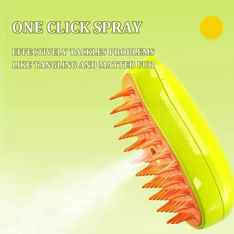 Steamy Dog Brush Electric Spray Cat Hair Brush 3 in1 Dog Steamer Brush for Massage Pet Grooming Removing Tangled and Loose Hair