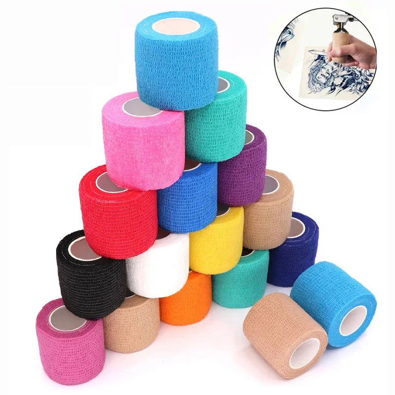 10 pcs Colorful Sports Self Adhesive Elastic Bandage Wrap Tape Elastoplast For Knee Pads Finger Ankle Palm Aid Kit Pet Tool Warm