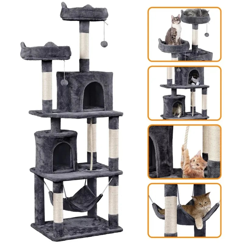 70.5″H Multi Level Cat Tower Tree with 2 Condos & 2 Foam-Padded Perches for Medium/Large Cats