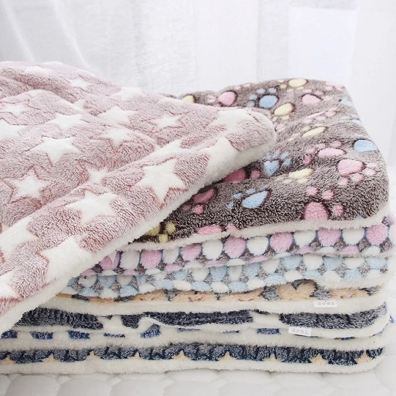 Pet Sleeping Mat Dog Bed Cat Bed Soft Hair Thickened Blanket Pad Fleece Home Washable Warm Bear Pattern Blanket Pet Supplies