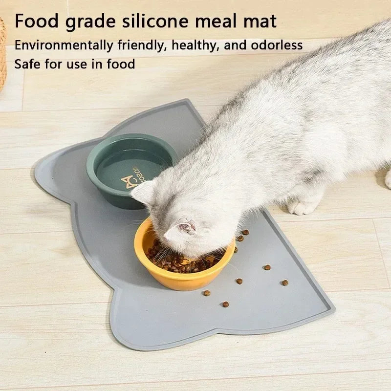 Non-Slip Pet Silicone Food Mat Bowl Pad Leak-Proof Feeding Mats Cushion for Cats Dogs Pet Cat Feeder Dog Bowl Pet Accessories