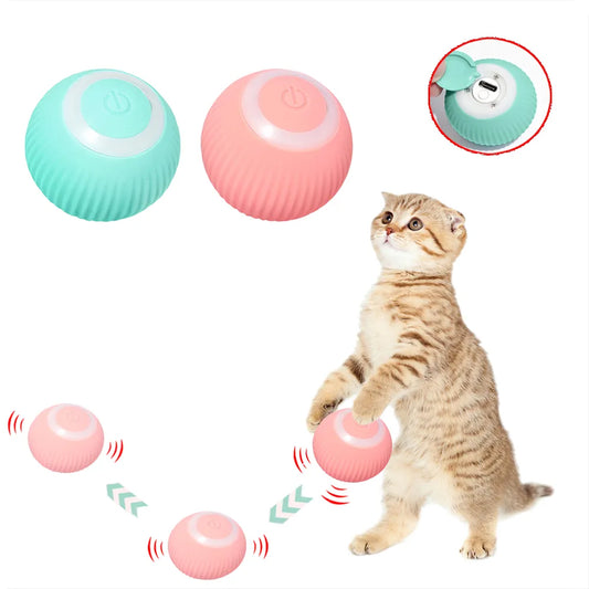 Interactive Cat Toys Ball, Automatic 360° Self-Rotating Rolling Ball with USB Rechargeable Pet Exercise Chase Toy Ball for Kitte