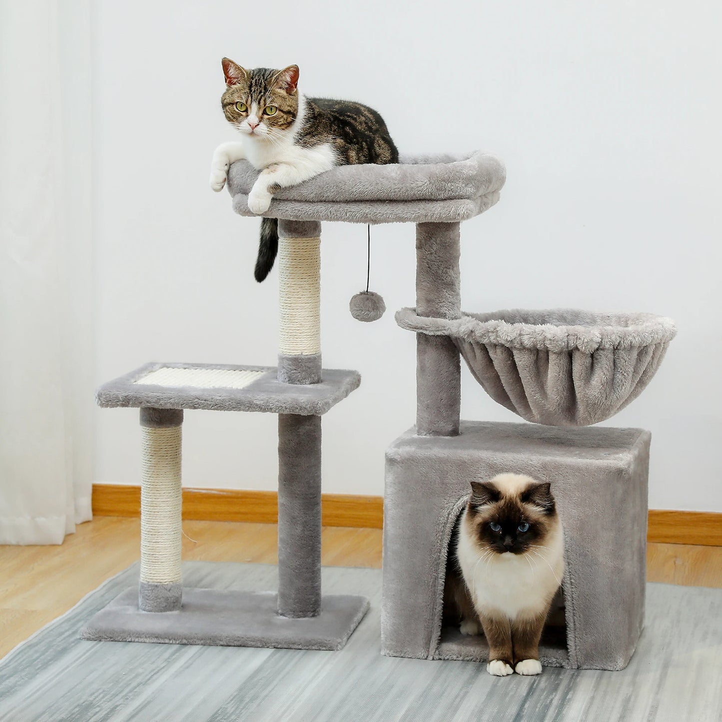 Cat Tower for Indoor Cats 2 Styles Cat Activity Tree with Cat Scratching Posts Big Hammock