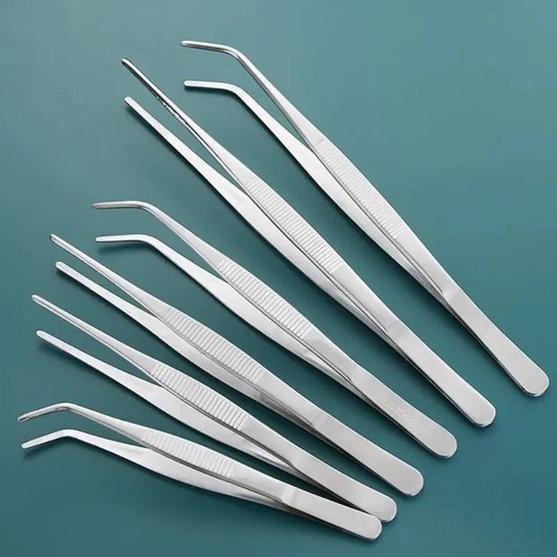 Stainless Multifuctional Steel Elbow Tweezers Aquarium Clip Long Tongs Medical Tweezers Forceps Pet Feeding Tools Non-slip