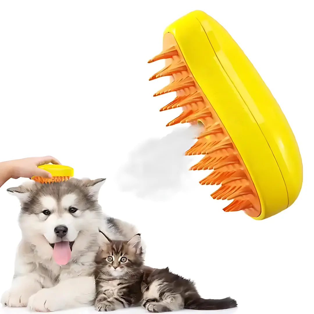 Steamy Dog Brush Electric Spray Cat Hair Brush 3 in1 Dog Steamer Brush for Massage Pet Grooming Removing Tangled and Loose Hair