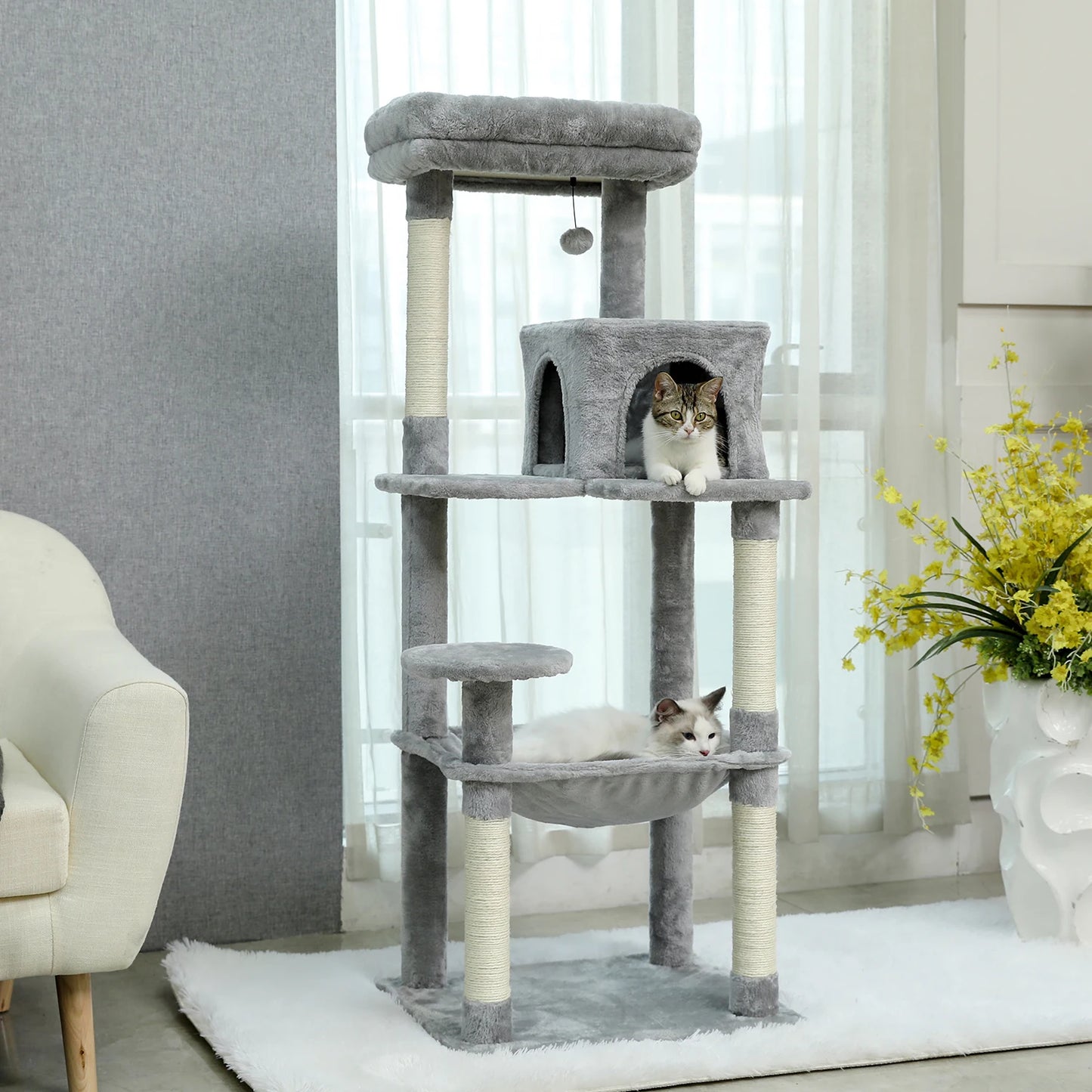 Free Shipping Cat Tree Large Cat Tower with Scratching Posts Multilayer Cat Tower with Hammocks Condo