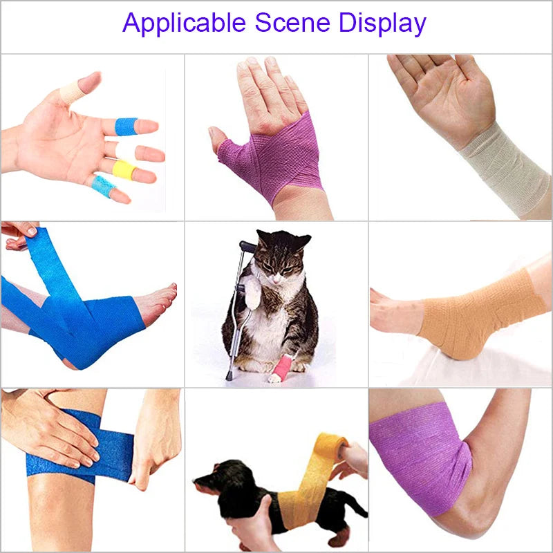 10 pcs Colorful Sports Self Adhesive Elastic Bandage Wrap Tape Elastoplast For Knee Pads Finger Ankle Palm Aid Kit Pet Tool Warm