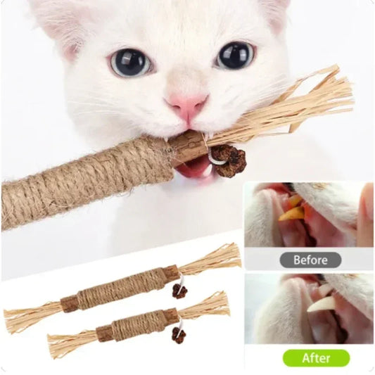 Cat Toys Cleaning Teeth Silvervine Chew Stick Pet Snacks Sticks Natural Stuff with Catnip for Kitten  Catnip Teasing Chew Toys