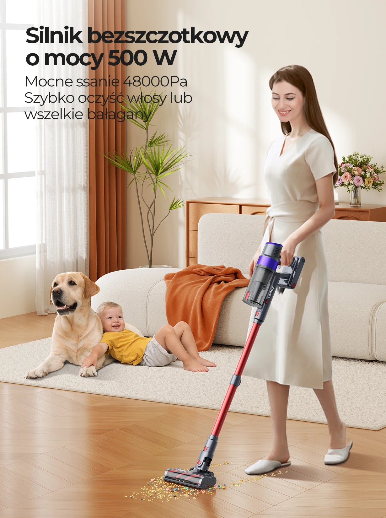 LARESAR  V8 48000pa 500W Cordless Vacuum Cleaner Handhad Car Touch Screen 60 Mins for Carpet Pet Hair Home Appliance Wireless Removable Battery Brushless motor 2024 NEW