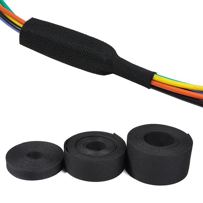 Heat Shrink Braided Cable Sleeve 6~100mm Insulation Flam Retardant Wire Wrap Sheath Protection PET Auto Line Organizer