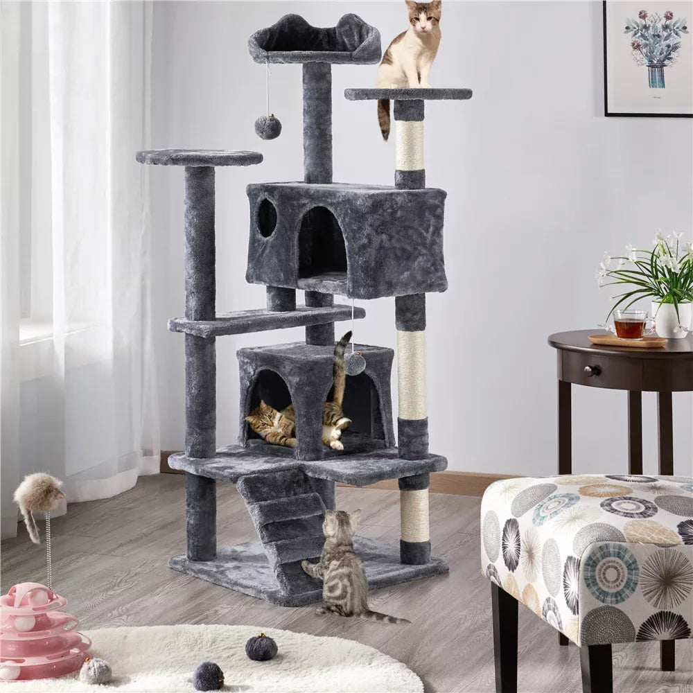 54.5" Double Condo Cat Tree with Scratching Post