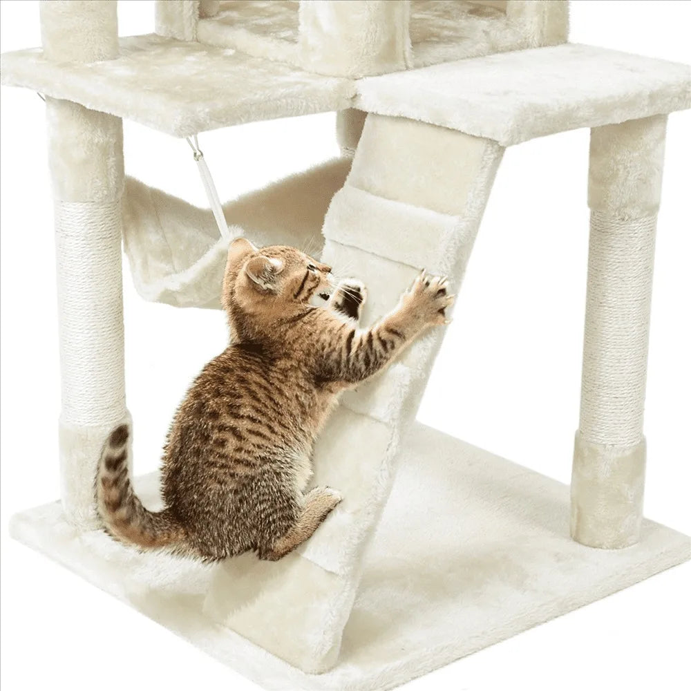 Cat tree and apartment scratching column tower with platform 52.2 inches