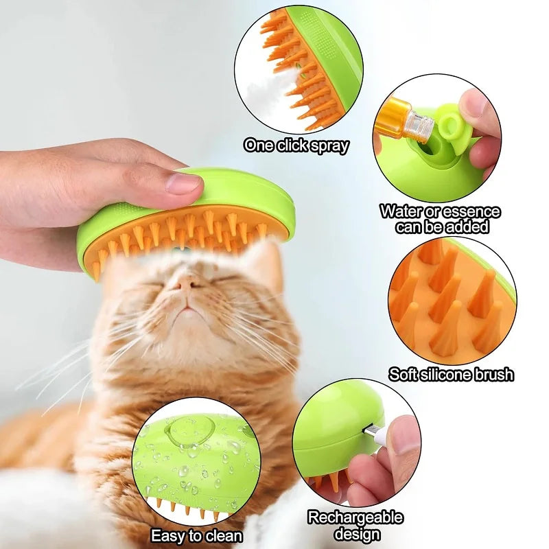 Cat Dog Steam Brush Pet Electric Spray Massage Comb 3 in1 Pet Grooming Brush Self Clean Massage Remove Tangled And Loose Hair