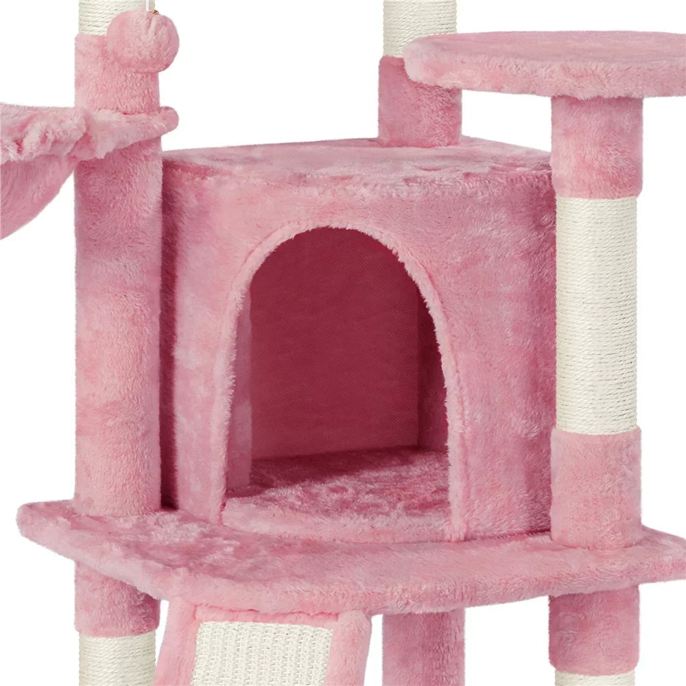 42'' Cat Tree Cat Tower with Condo & Basket Perch Platform