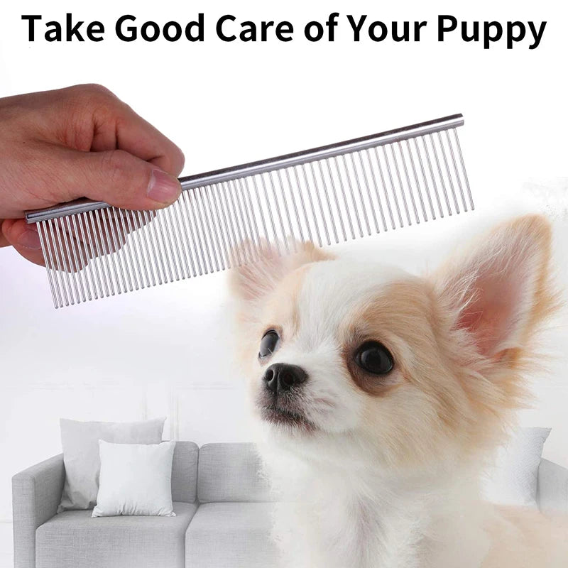 Pet Dematting Comb Stainless Steel Pet Grooming Comb for Dogs and Cats Gently Removes Loose Undercoat Flea Comb Pretty&Better