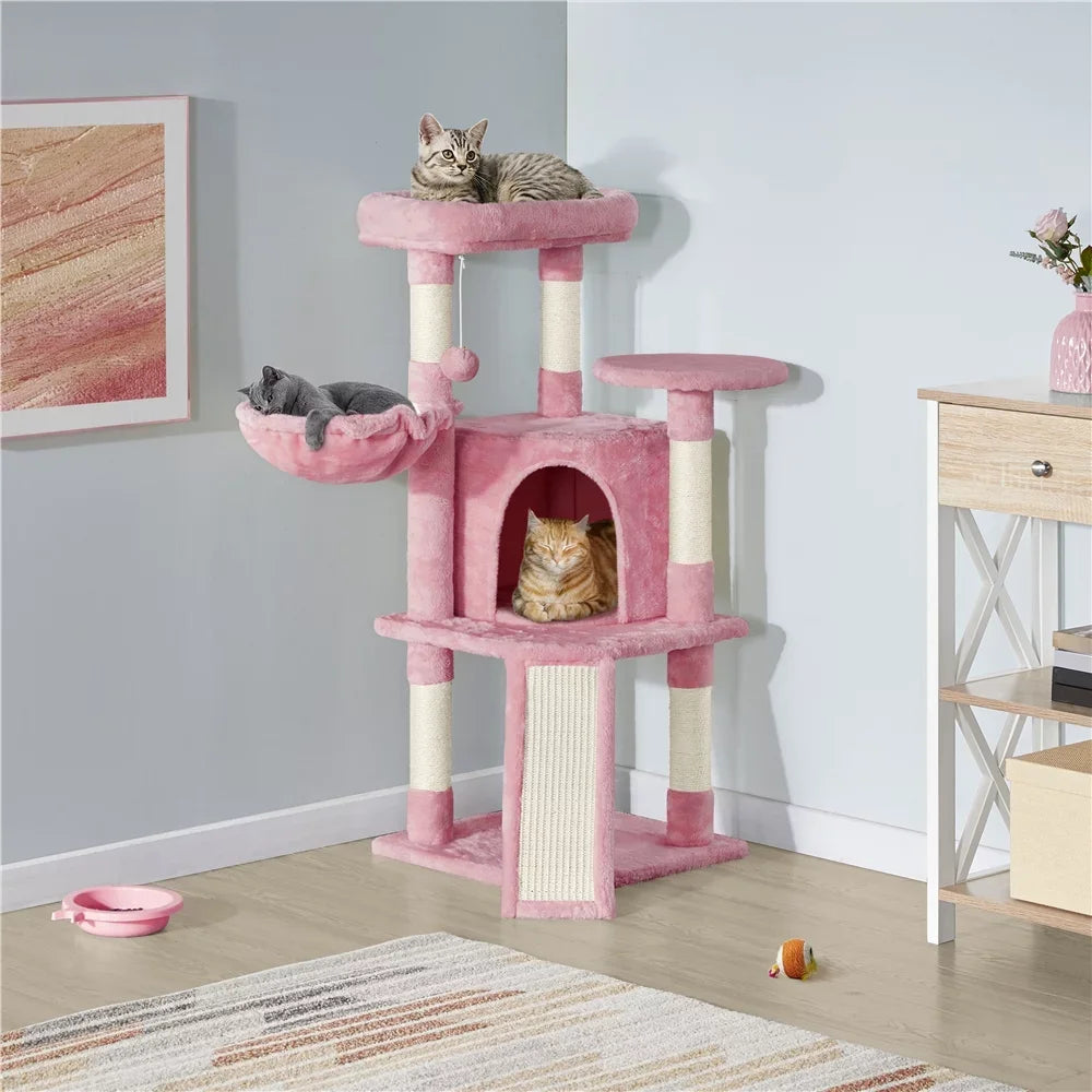 42'' Cat Tree Cat Tower with Condo & Basket Perch Platform