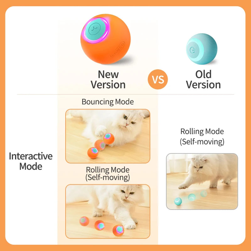 ROJECO Smart Pet Toys Cat Bouncing Ball Automatic Rolling Ball Interactive Training Self-moving Electric Toys Pet Accessories