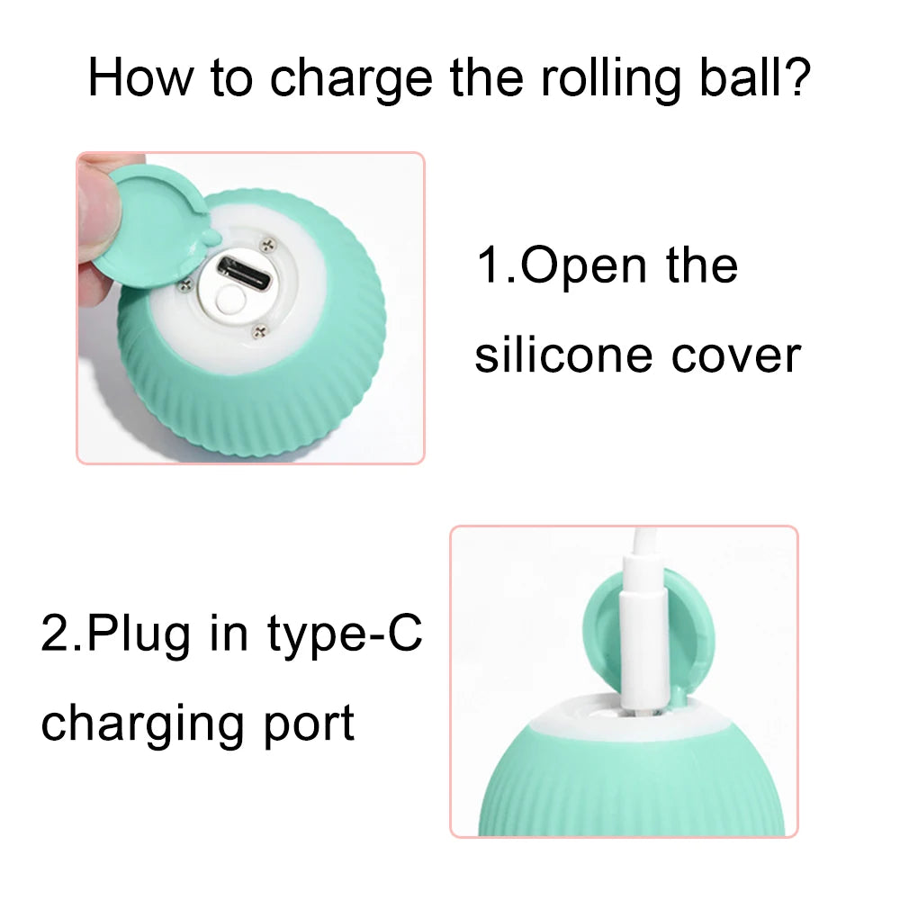 Interactive Cat Toys Ball, Automatic 360° Self-Rotating Rolling Ball with USB Rechargeable Pet Exercise Chase Toy Ball for Kitte