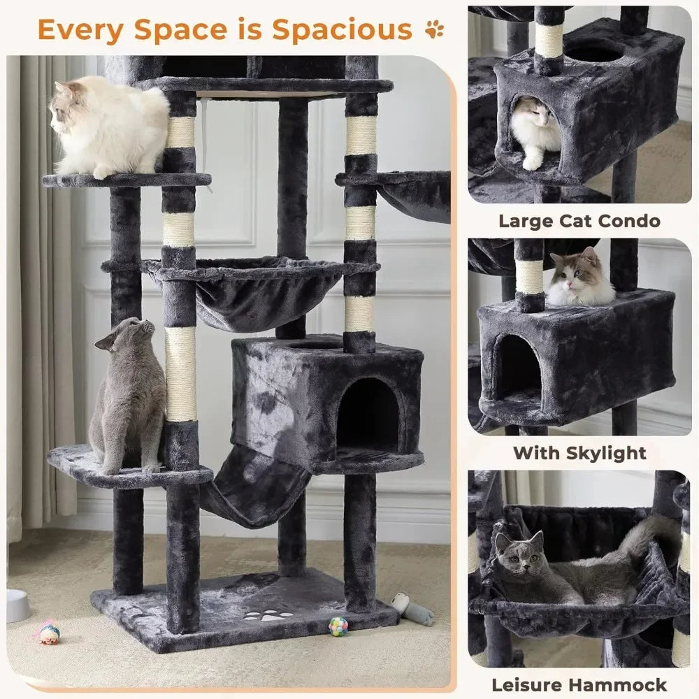 76 inch Tall Cat Tower with 3 Types of Hammocks