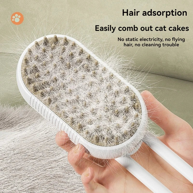 Steamy Dog Brush Electric Spray Cat Hair Brush 3 in1 Dog Steamer Brush for Massage Pet Grooming Removing Tangled and Loose Hair