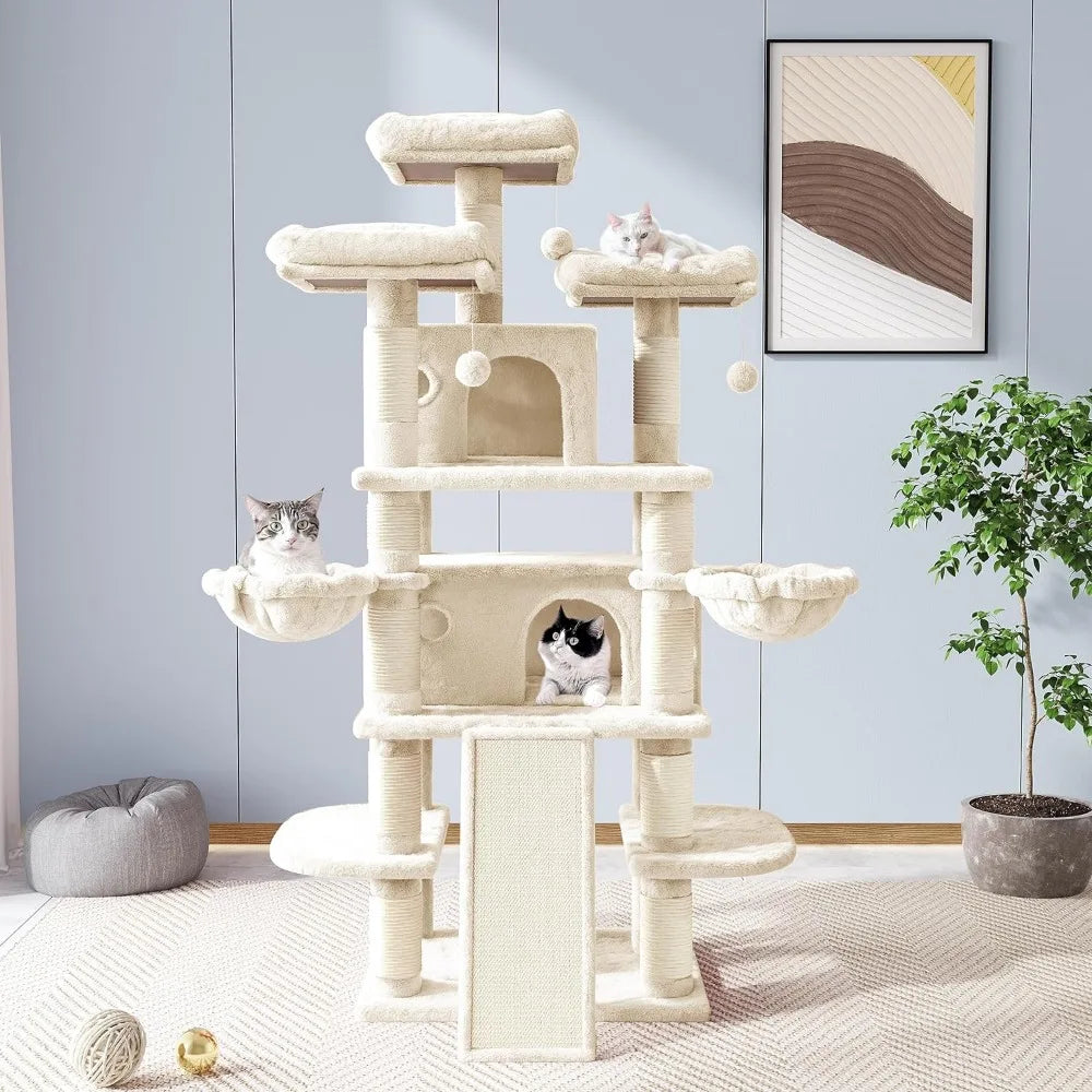 68 Inches Cat Tree/Cat Tree House with Scratching Post/Multi-Level Large Cat Tree