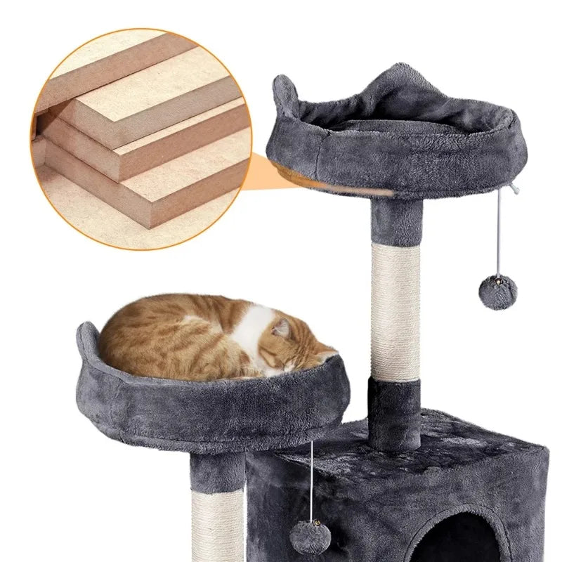 70.5″H Multi Level Cat Tower Tree with 2 Condos & 2 Foam-Padded Perches for Medium/Large Cats